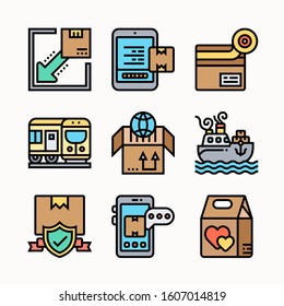 Shiping Color icons Pack vector