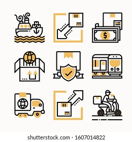Shiping Color icons Pack vector