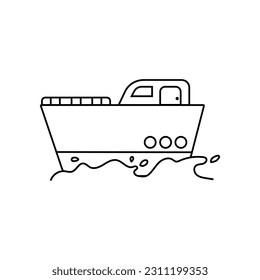 Shipment Boat Line Icon Illustration