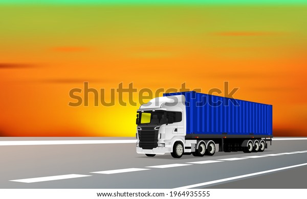 Shipment cargo containers product with logistics\
and delivery service online import-export transportation order\
instant shipping to customer around the world background landscape\
atmosphere sunset