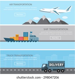 shipment and cargo infographics elements. there are air, ship, and truck transportation. Can be used for logistic business data, web page design, brochure template, advertising background. vector