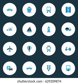 Shipment Colorful Icons Set. Collection Of Way, Stoplight, Monorail And Other Elements. Also Includes Symbols Such As Sea, Trolley, Guide.