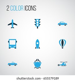 Shipment Colorful Icons Set. Collection Of Missile, Plane, Chopper And Other Elements. Also Includes Symbols Such As Traffic, Guide, Tanker.