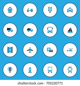 Shipment Colorful Icons Set. Collection Of Aerostat, Parking, Scooter And Other Elements. Also Includes Symbols Such As Way, Sailing, Sign.