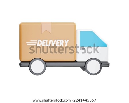 shipment delivery by truck with 3d vector icon cartoon minimal style