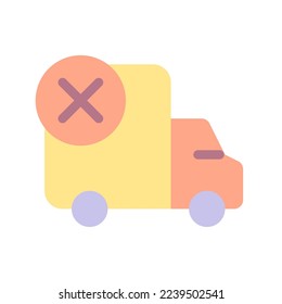Shipment failed flat color ui icon. Cancel cargo transportation. Delivery failure. Postal service. Simple filled element for mobile app. Colorful solid pictogram. Vector isolated RGB illustration