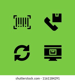 shipment icon. 4 shipment set with shipping and delivery, barcode and load vector icons for web and mobile app