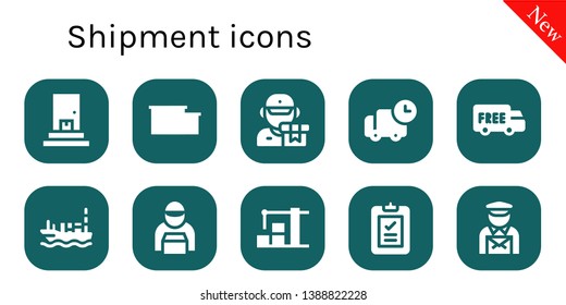 shipment icon set. 10 filled shipment icons.  Simple modern icons about  - Delivery, Warehouse, Shipping, Ship, Delivery man, Postman
