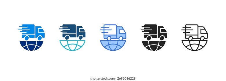 Ícone de remessa definir ilustração de vetor de vários estilos