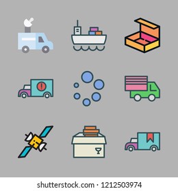 shipment icon set. vector set about open box, cargo ship, loading and delivery icons set.