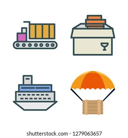 shipment icon set. vector set about delivery, cargo truck and ship icons set.