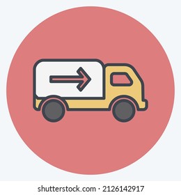 Shipment Icon in trendy color mate style isolated on soft blue background