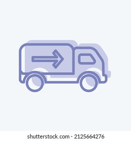 Icono de envío con estilo de dos tonos de moda aislado en un fondo azul suave