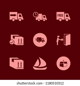 shipment icon. shipment vector icons set open box, free delivery, fast delivery truck and courier gives parcel