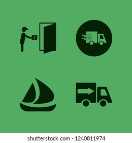 shipment icon. shipment vector icons set ship, courier gives parcel and fast delivery truck
