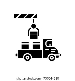 shipment icon, vector illustration, black sign on isolated background