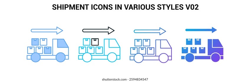 Shipment icon visualized simply Blue, Dualline, Gradient, Fill style.