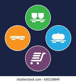 Shipment icons set. set of 4 shipment filled icons such as cargo wagon