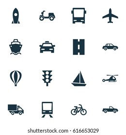 Shipment Icons Set. Collection Of Automobile, Van, Way And Other Elements. Also Includes Symbols Such As Airship, Camion, Yacht.