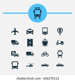 Shipment Icons Set. Collection Of Automobile, Way, Chopper And Other Elements. Also Includes Symbols Such As Trolley, Camion, Van.
