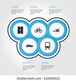 Shipment Icons Set. Collection Of Bicycle, Railway, Automobile And Other Elements. Also Includes Symbols Such As Way, Auto, Helicopter.