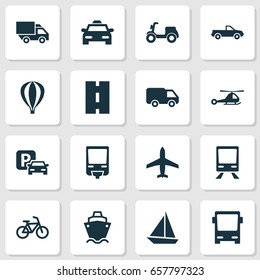 Shipment Icons Set. Collection Of Cabriolet, Bicycle, Tanker And Other Elements. Also Includes Symbols Such As Aircraft, Flight, Train.