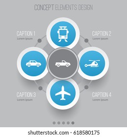 Shipment Icons Set. Collection Of Chopper, Aircraft, Streetcar And Other Elements. Also Includes Symbols Such As Airplane, Pickup, Chopper.