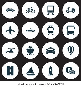 Shipment Icons Set. Collection Of Chopper, Automobile, Way And Other Elements. Also Includes Symbols Such As Taxi, Velocipede, Spaceship.