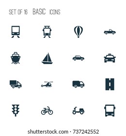 Shipment Icons Set. Collection Of Railway, Chopper, Yacht And Other Elements. Also Includes Symbols Such As Car, Highway, Velocipede.