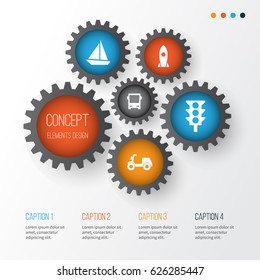 Shipment Icons Set. Collection Of Skooter, Spaceship, Stoplight And Other Elements. 