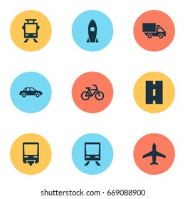 Shipment Icons Set. Collection Of Way, Bicycle, Railway And Other Elements. Also Includes Symbols Such As Highway, Velocipede, Flight.