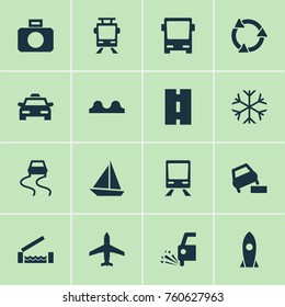 Shipment Icons Set With Vehicle, Slippery, Streetcar And Other Slippery Elements. Isolated Vector Illustration Shipment Icons.