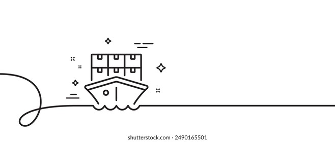 Symbol für Lieferposition. Durchgehend eine Zeile mit Curl. Logistisches Schiffsserviceschild. Lieferfrachtboxen Symbol. Einzelnes Umrissband für Lieferung. Loop-Kurvenmuster. Vektorgrafik