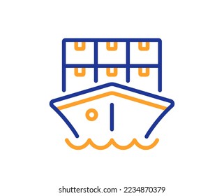 Shipment line icon. Logistic ship service sign. Delivery freight boxes symbol. Colorful thin line outline concept. Linear style shipment icon. Editable stroke. Vector