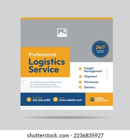 Shipment and Logistics service social media post design or Courier and delivery post templates