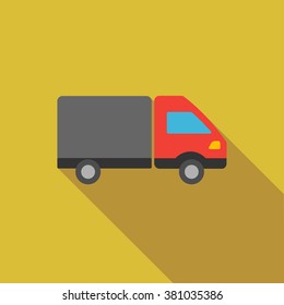 Shipment long shadow vector icon. Style is a flat symbol with rounded angles on a colored square button.