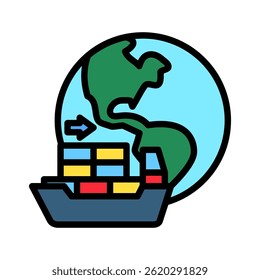 Shipment mini illustration colored outline icon, use for trade wars, economy, business, finance, economic competition, UI, UX kit, app and web development, digital or print.