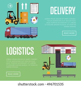 Shipment on warehouse. Distribution goods and shipment of goods in container. Logistic and warehouse infographics. Worldwide delivery process.