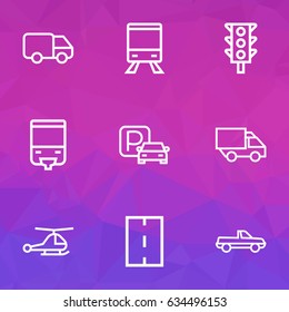 Shipment Outline Icons Set. Collection Of Tram, Traffic Light, Pickup And Other Elements. Also Includes Symbols Such As Guide, Road, Tram.