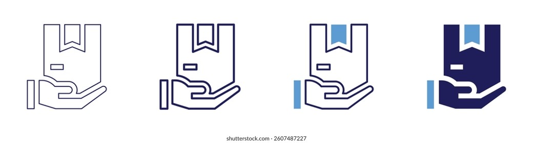 Shipment processing icon in 4 different styles. Thin Line, Line, Bold Line, Duotone. Duotone style. Editable stroke.