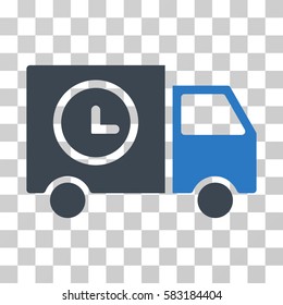Shipment Schedule Van vector pictogram. Illustration style is a flat iconic bicolor smooth blue symbol on a transparent background.