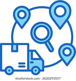 Shipment Tracking Icon Blue Vector Illustration