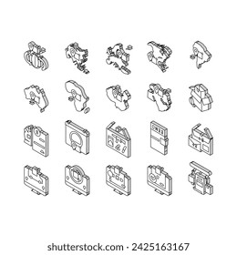 Shipment Tracking International isometric icons set. Middle East And Europe, China And Africa, Australia And Asia, South America And North America Shipment Tracking Line. Color .