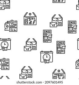 Shipment Tracking International Vector Seamless Pattern Thin Line Illustration