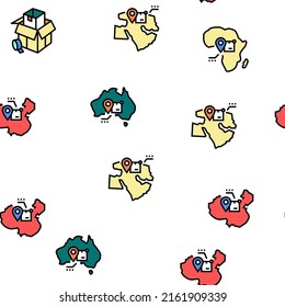 Shipment Tracking International Vector Seamless Pattern Thin Line Illustration