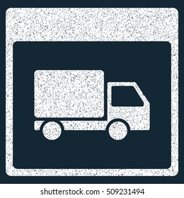 Shipment Truck Calendar Page grainy textured icon for overlay watermark stamps. Flat symbol with scratched texture.
