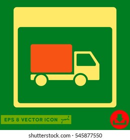 Shipment Truck Calendar Page icon. Vector EPS illustration style is flat iconic bicolor symbol, orange and yellow colors.