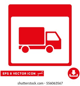 Shipment Truck Calendar Page icon. Vector EPS illustration style is flat iconic symbol, red color.