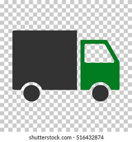 Shipment Van EPS vector pictograph. Illustration style is flat iconic bicolor green and gray symbol on chess transparent background.