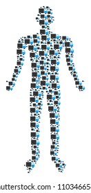 Shipment van person figure. Vector shipment van icons are arranged into male mosaic.